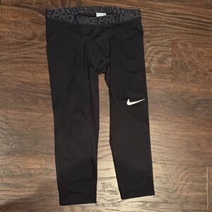 Men’s Nike dry-fit Black Leggings with White Logo
